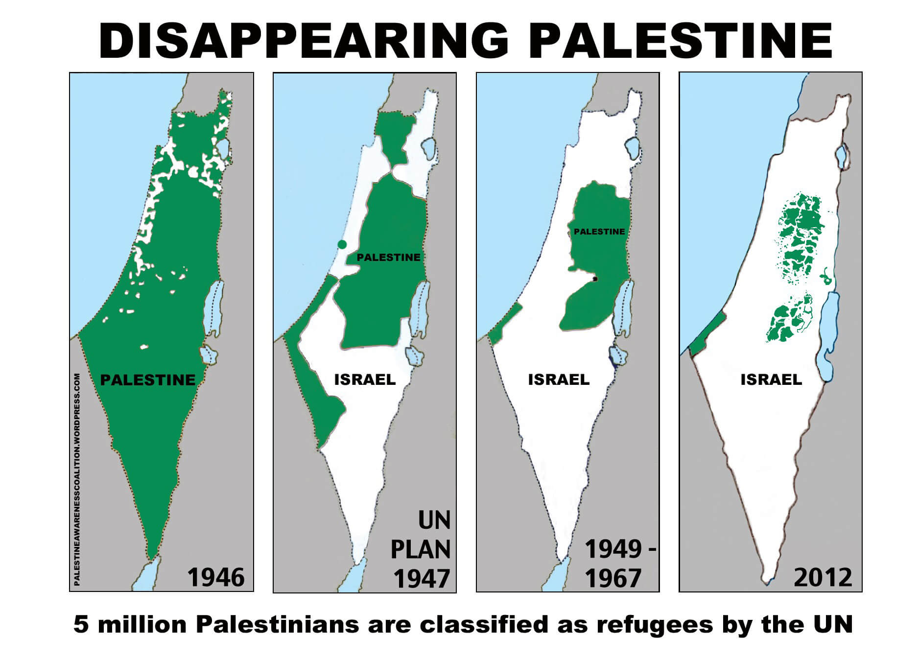 Maps of Palestine colonized since 1946