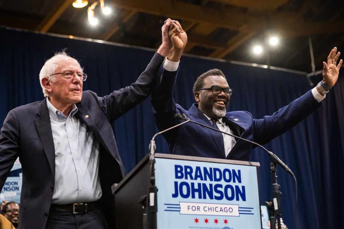 Bernie Sanders and Brandon Johnson at UIC