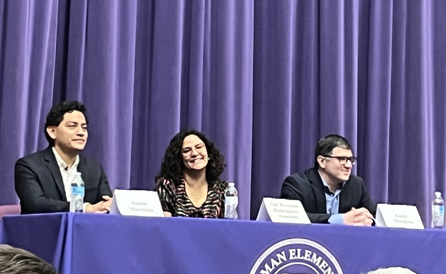 Samie, Rossana, and Laith at the Bateman Elementary debate