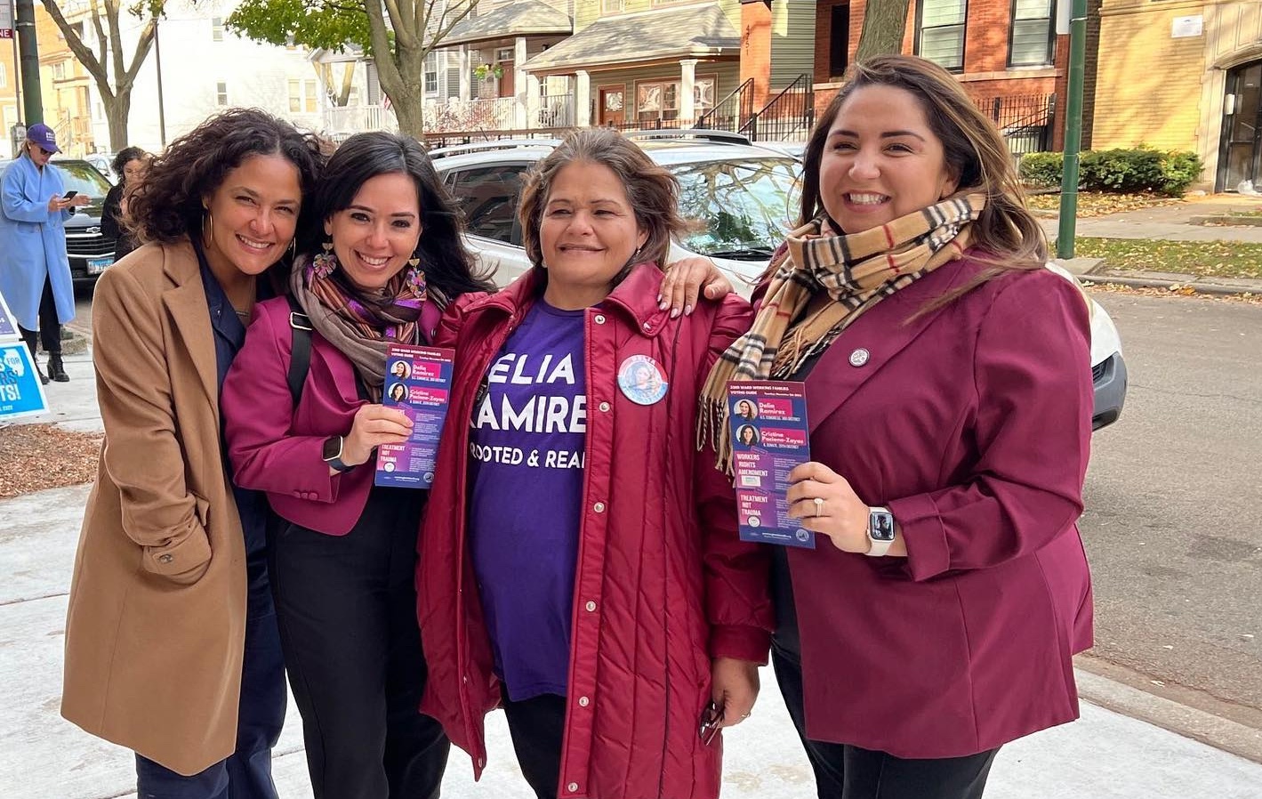 Rossana with CPZ and Delia Ramirez at Patrick Henry Elementary on November 2022