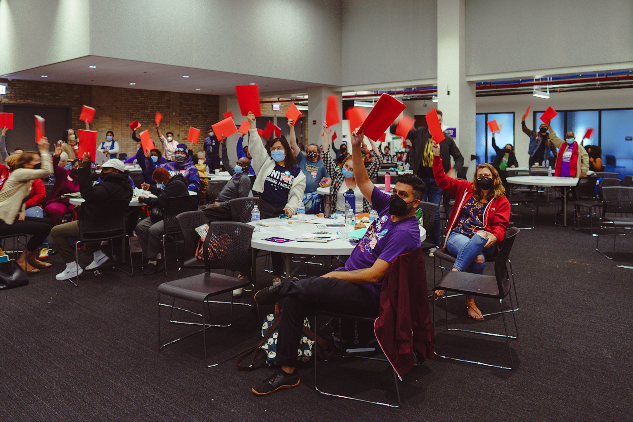 UWF members voting at the UWF 2022 Members Convention